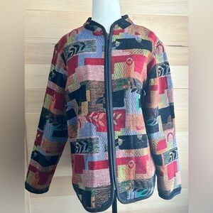 Size 12, Tradition Country Collection, zipperup coat/sweater, multicolour floral